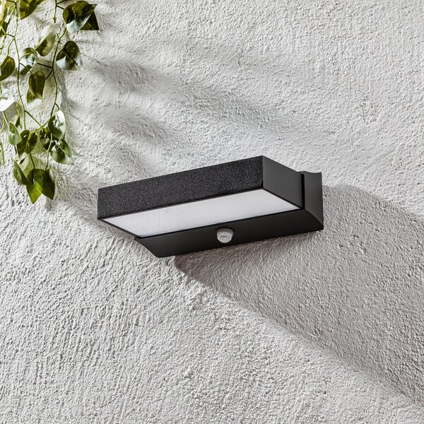 Trio Lighting Cuando LED външна стенна лампа със сензор за движение, Черен, Метал, Модерен, Стенна розетка отгоре/отдолу