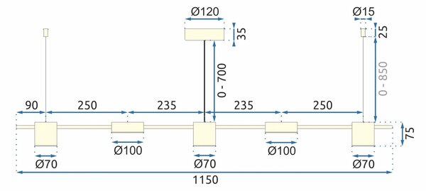 Лампа LED APP929-5CP GOLD