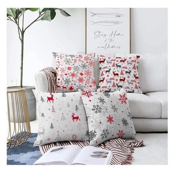 Калъфки за възглавници в комплект 4 бр. с коледни мотиви 43x43 cm Merry Christmas – Mila Home