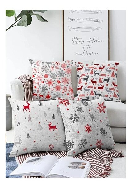 Калъфки за възглавници в комплект 4 бр. с коледни мотиви 43x43 cm Merry Christmas – Mila Home