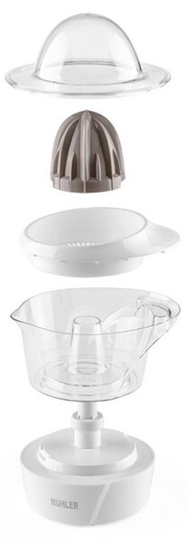 Цитрус преса Muhler MJ-2505, 25W, 0.5 л, Двупосочно движение, 2 конуса, Бял