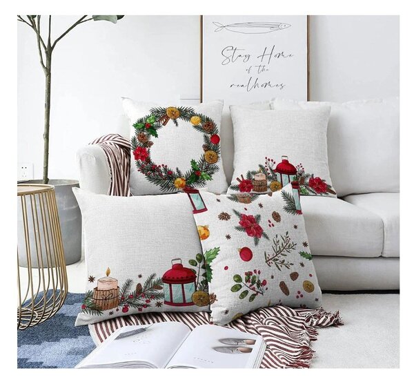 Калъфки за възглавници в комплект 4 бр. с коледни мотиви 43x43 cm Merry Christmas – Mila Home