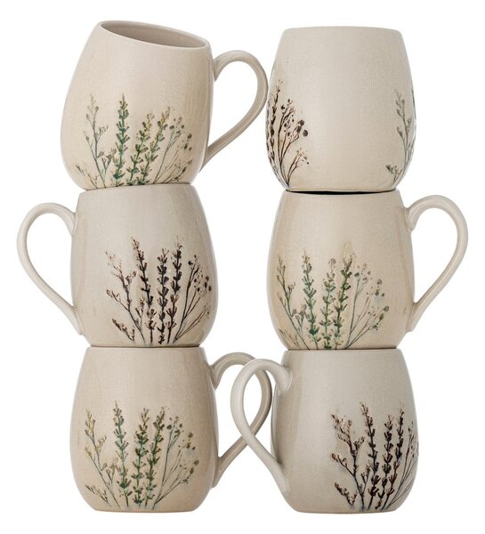 Бежови глинени чаши в комплект от 6 бр. 400 ml Bea – Bloomingville