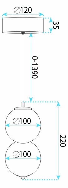 LED висящ полилей LHJ117-2CP четкано злато