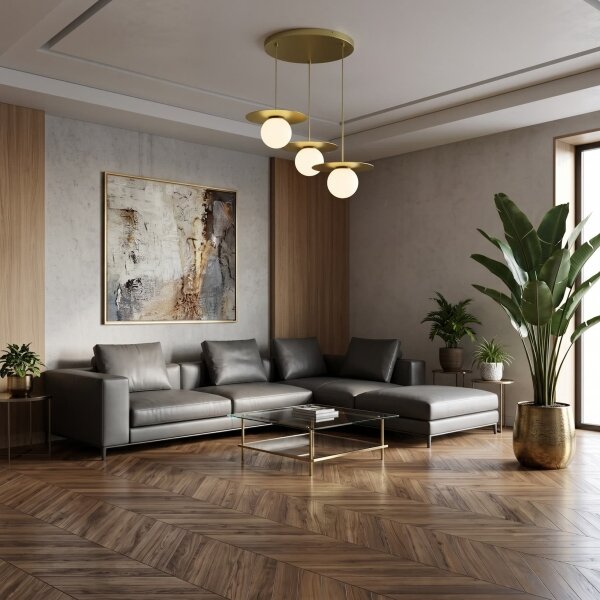 Златист полилей на кабел FLAT 3xE27/15W/230V