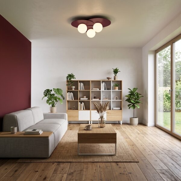 Таванно осветително тяло FLAT 3xE27/15W/230V 55x60 cm бордо