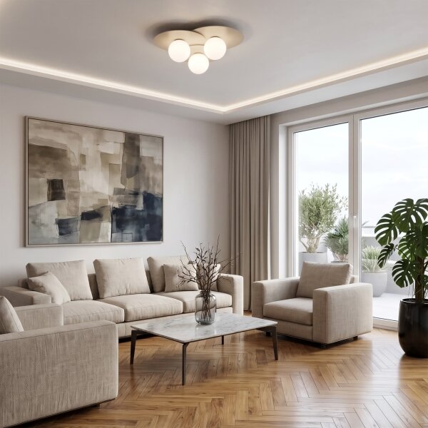 Таванно осветително тяло FLAT 3xE27/15W/230V 55x60 cm бежово