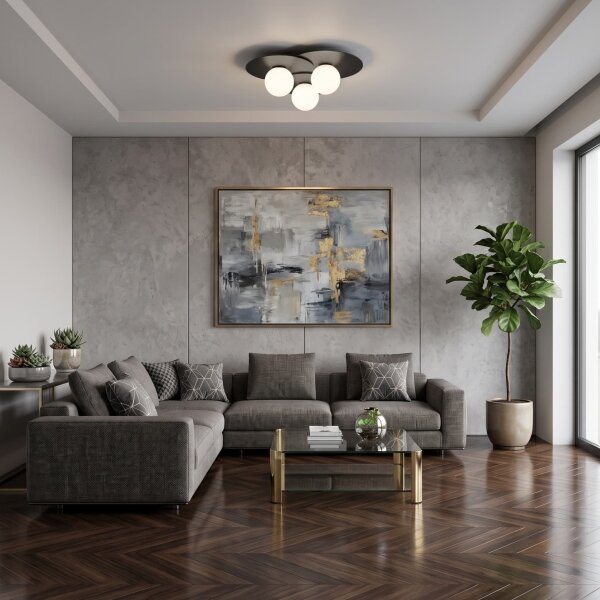 Таванно осветително тяло FLAT 3xE27/15W/230V 55x60 cm черно