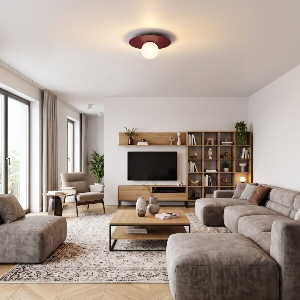Плафон FLAT 1xE27/15W/230V Ø 35 см, бордо