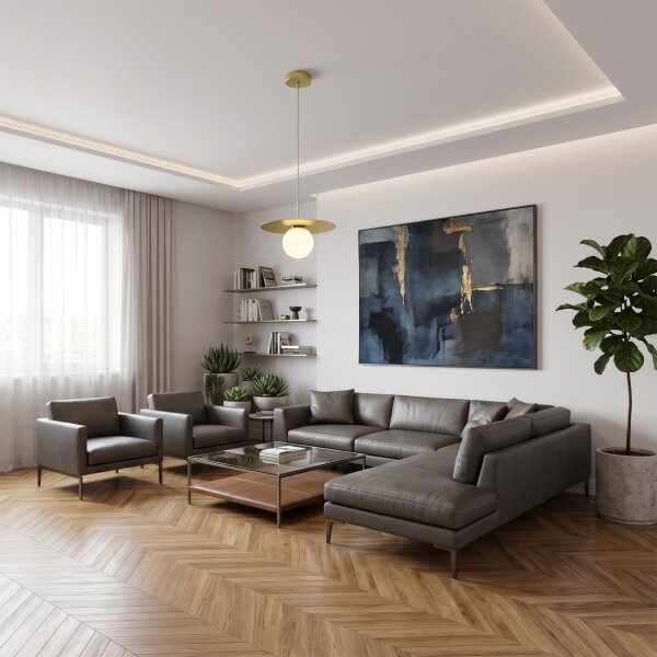 Подвесна лампа на кабел FLAT 1xE27/15W/230V златна