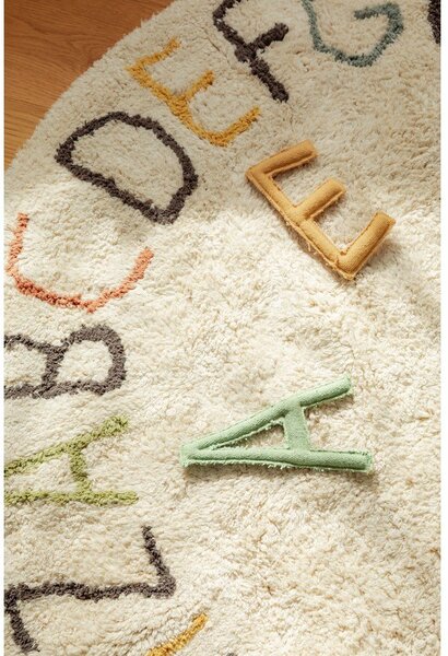 Кремаво памучно детско килимче за игра ø120 cm ABC Color and Letters – Lorena Canals