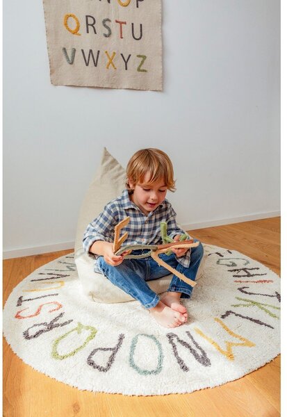 Кремаво памучно детско килимче за игра ø120 cm ABC Color and Letters – Lorena Canals