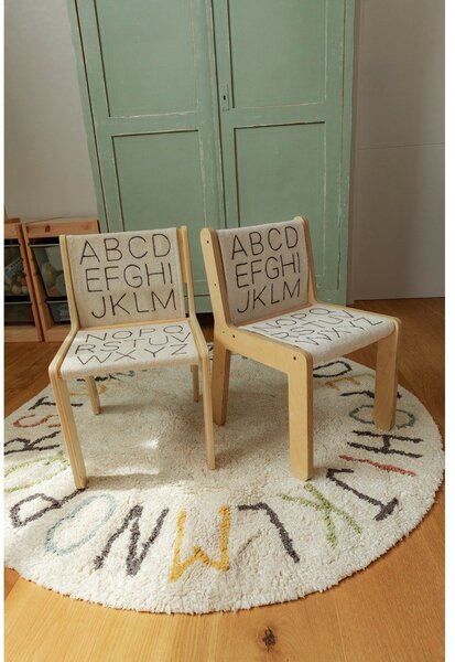 Кремаво памучно детско килимче за игра ø120 cm ABC Color and Letters – Lorena Canals