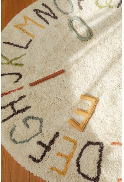 Кремаво памучно детско килимче за игра ø120 cm ABC Color and Letters – Lorena Canals