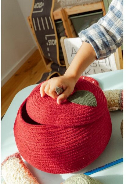 Червена текстилна детска кошница за играчки ø 28x20 cm Apple – Lorena Canals