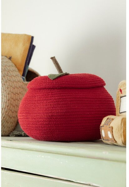 Червена текстилна детска кошница за играчки ø 28x20 cm Apple – Lorena Canals