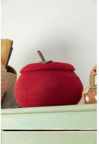 Червена текстилна детска кошница за играчки ø 28x20 cm Apple – Lorena Canals