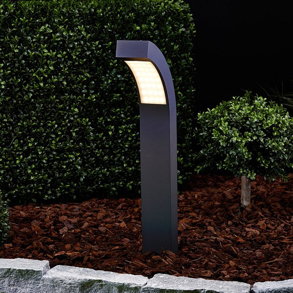 Lucande LED лампа за пиедестал Lennik, 60 cm, антрацит, метал, Черен, Метал, Модерен, Боларди / пътеки за открито