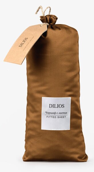 Чаршаф с ластик DILIOS, 100% Памучен сатен, 100/200/25, старо злато