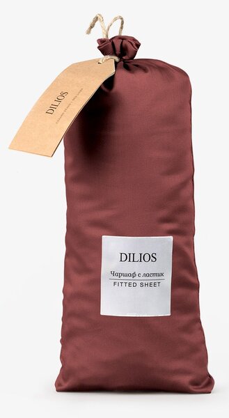 Чаршаф с ластик DILIOS, 100% Памучен сатен, 100/200/25, джинджър