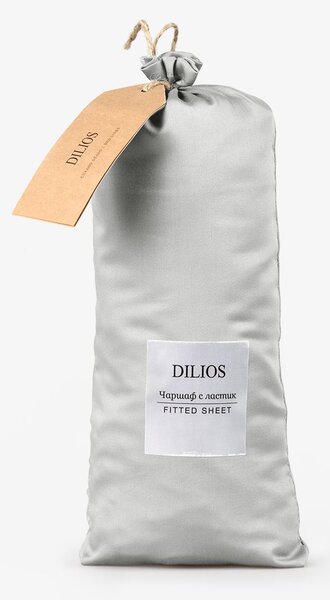 Чаршаф с ластик DILIOS, 100% Памучен сатен, 100/200/25, сиво