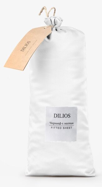 Чаршаф с ластик DILIOS, 100% Памучен сатен, 100/200/25, бяло
