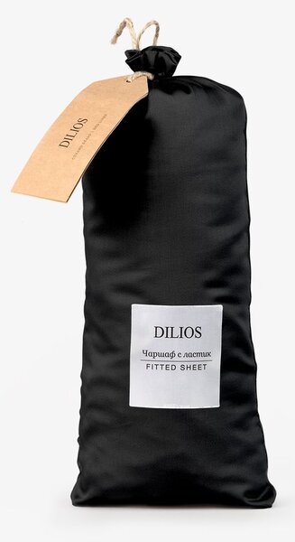 Чаршаф с ластик DILIOS, 100% Памучен сатен, 100/200/25, черно