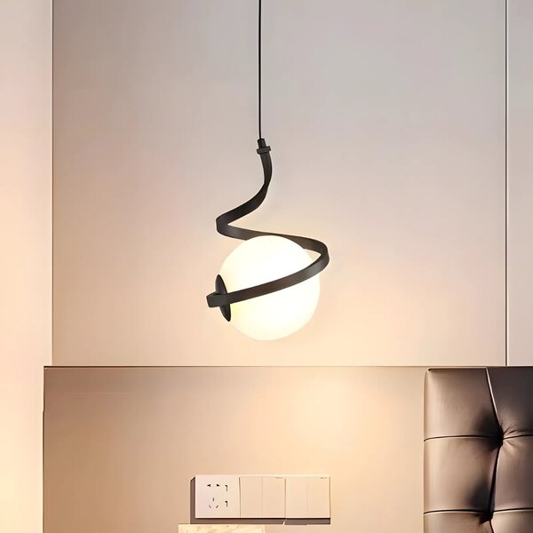 ВИСЯЩА ЛАМПА СЪС СПИРАЛА ОТ СТЪКЛЕНА СФЕРА APP1732-1CP BLACK