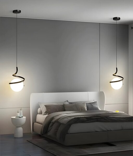 ВИСЯЩА ЛАМПА СЪС СПИРАЛА ОТ СТЪКЛЕНА СФЕРА APP1732-1CP BLACK