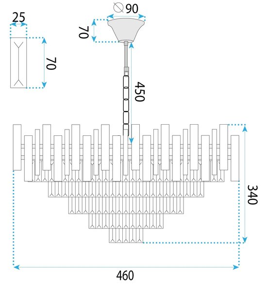 Пендел Cristal G051-CP 50CM Chrome