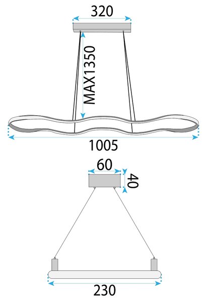 LED висяща лампа за таван LHJ027-CP 100 см златиста