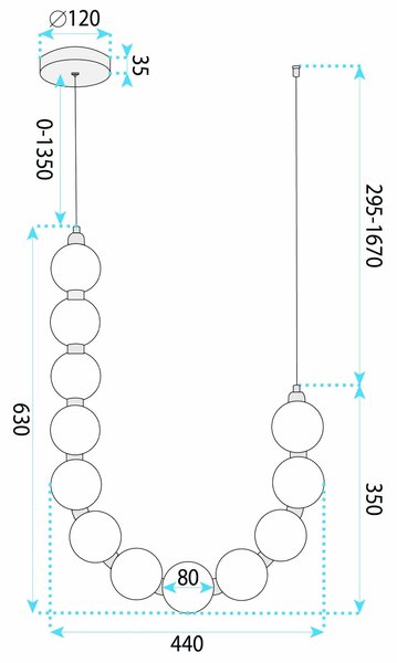 LED висящ полилей LHJ119-CP четкано злато