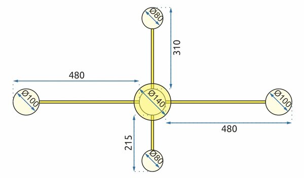 Плафон с 4 рамена GOLD LED APP520-4C