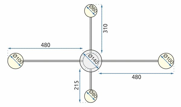 Плафон с 4 рамена BLACK LED APP519-4C