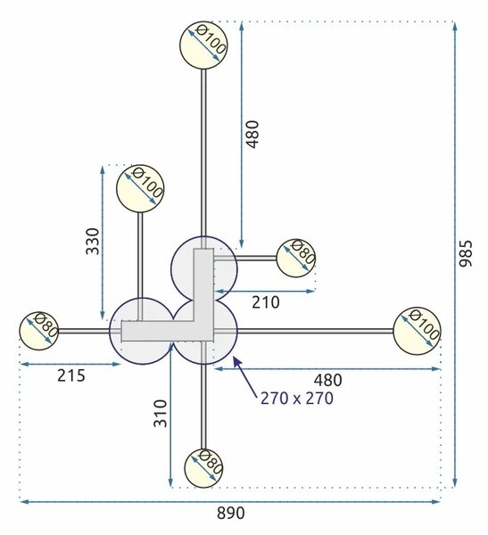 Плафон с 6 рамена BLACK LED APP521-6C