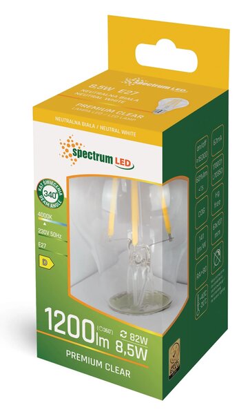Крушка LED GLS E-27 8,5W WOJ+14596