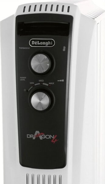 Маслен радиатор DеLonghi TRD41025 DRAGON 4, 2500W, 3 степени, До 75 м2, 10 ребра, Термостат, Функция против замръзване, Бял