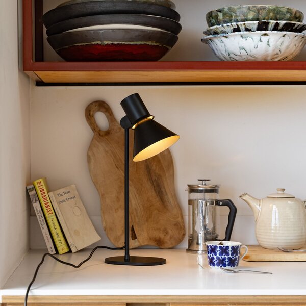 Anglepoise Настолна лампа тип 80 T1, матово черно, 48 см, метал, Черен, Дневна/трапезария, Алуминий, Дизайн