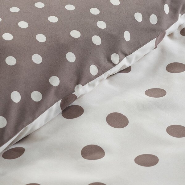 Бяло/тъмнокафяво единично спално бельо 135x200 cm Polka Dot – Catherine Lansfield