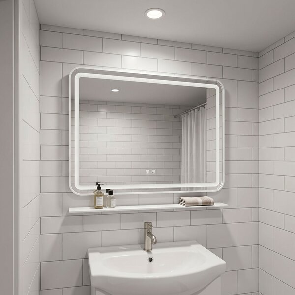 LED стенен огледало с рафт 80x60 см L-8060