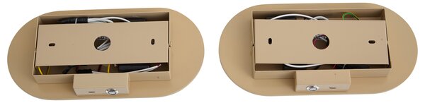 Комплект от 2 ретро стенни лампи Таупе Вкл. LED с 3-степенно димиране и USB-C - Лила