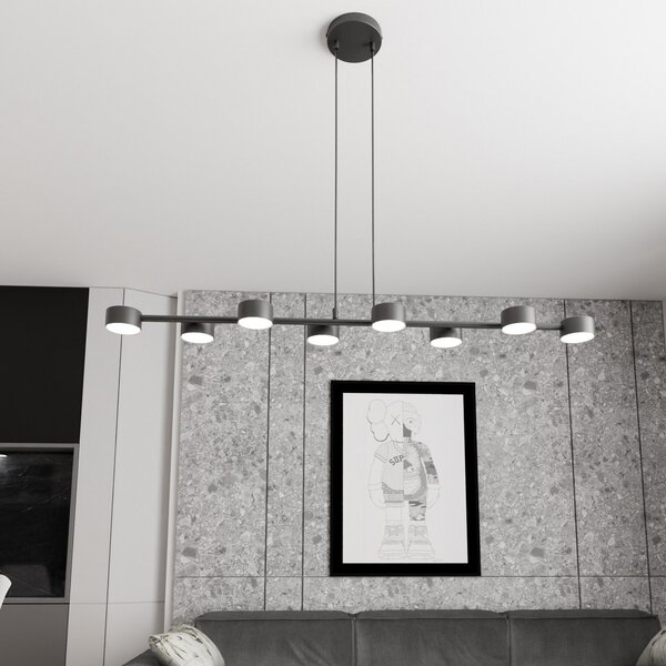 EMIBIG LIGHTING Таванна лампа Megara, дължина 100 cm, метал, 8-крилна., Затъмняване, Черен, Дневна/трапезария, Метал, Модерен