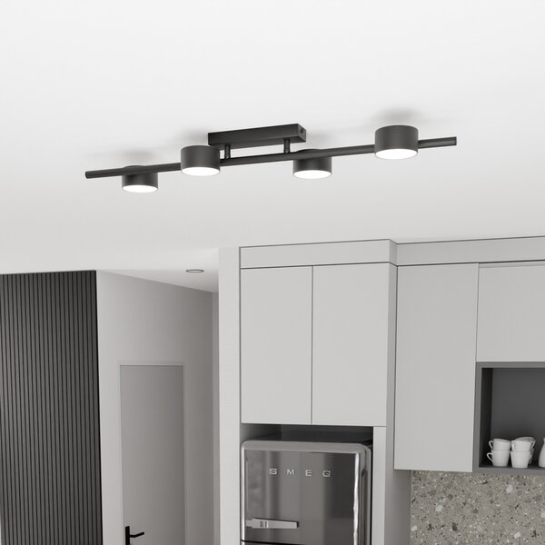 EMIBIG LIGHTING Таванна лампа Bet, дължина 80 cm, черна, метал, 4-крилна., Затъмняване, Черен, Дневна/трапезария, Метал, Модерен