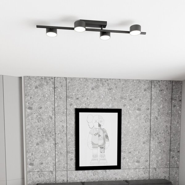 EMIBIG LIGHTING Таванна лампа Bet, дължина 80 cm, черна, метал, 4-крилна., Затъмняване, Черен, Дневна/трапезария, Метал, Модерен