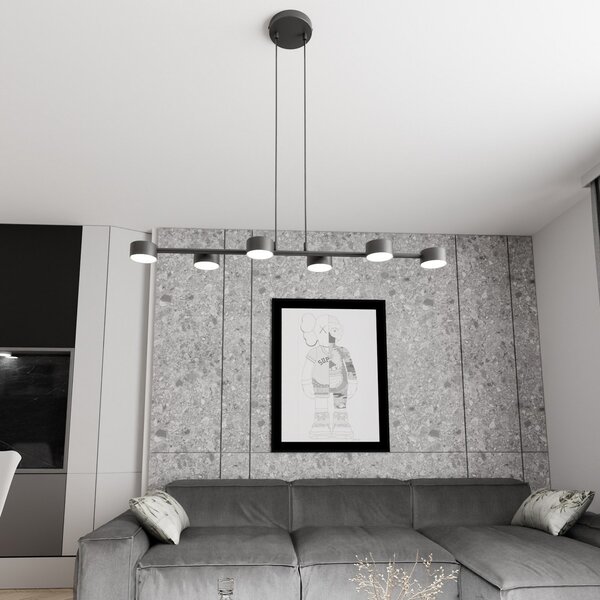 EMIBIG LIGHTING Таванни лъчи, Megara, дължина 80 cm, метал, 6-крил., Затъмняване, Черен, Дневна/трапезария, Метал, Модерен