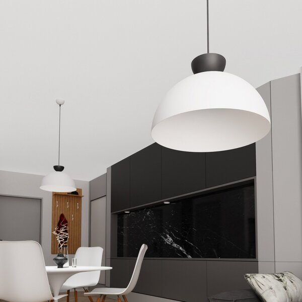 EMIBIG LIGHTING Висяща лампа Lunaro, бяла, Ø 40 cm, метал, Затъмняване, Бял, Дневна/трапезария, Метал, Модерен