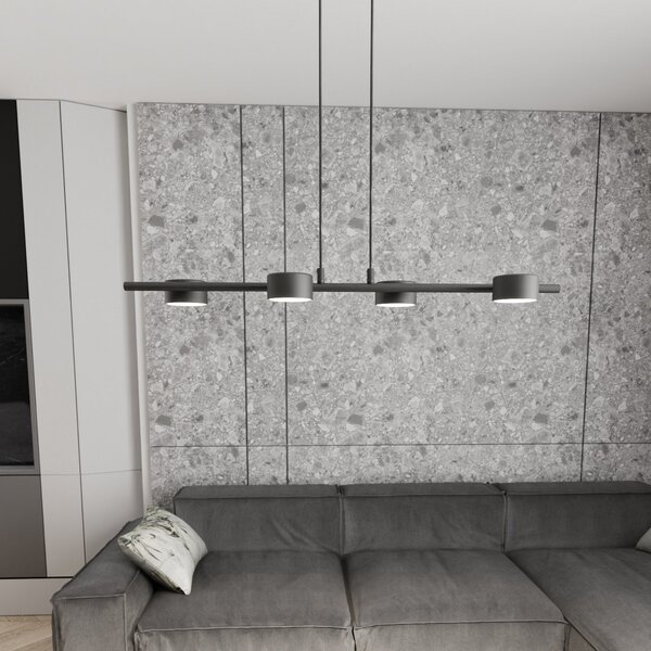 EMIBIG LIGHTING Таванна лампа Sora, дължина 80 cm, метал, 4-крилна., Затъмняване, Черен, Дневна/трапезария, Метал, Модерен