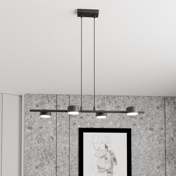 EMIBIG LIGHTING Таванна лампа Sora, дължина 80 cm, метал, 4-крилна., Затъмняване, Черен, Дневна/трапезария, Метал, Модерен