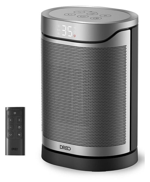 Вентилаторна печка DREO Atom 318, 1500 W, До 20 м2, 5 режима, HeatShield360, Таймер, Сив/Черен