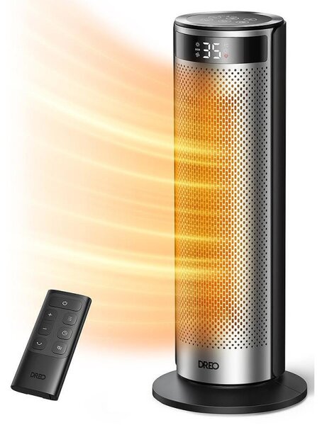 Вентилаторна печка DREO Solaris 628, 2000W, До 25 м2, 5 режима, 5-35C, HeatShield360, Таймер, Черен/Сив